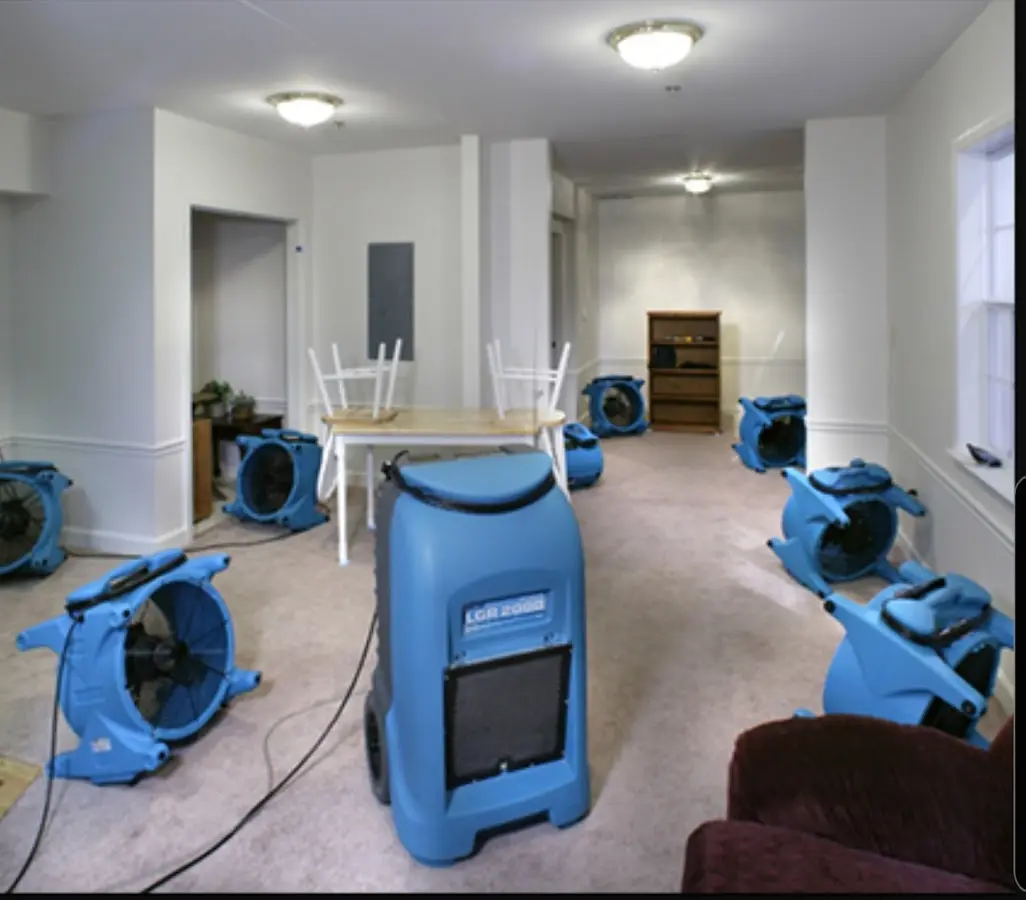 Air movers and dehumidifier setup for Water Damage Restoration in Atascocita